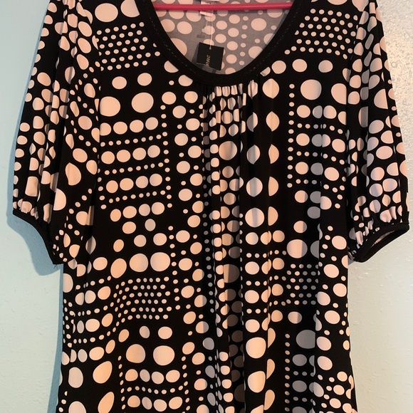 VENEZIA TOP BLOUSE Sz 14/16 Polka Dot Black - Picture 1 of 6